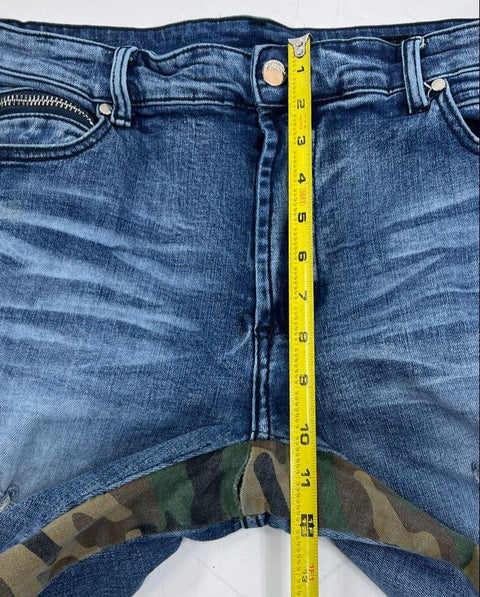 Rockstar Original Men's RSM 205 Blue Camo Flare Denim Distressed Jeans Size 38