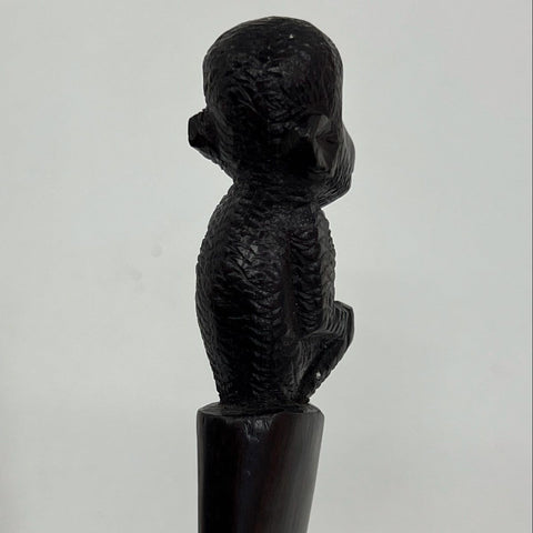 Vintage Ebony Wood Monkey Dagger Letter Opener Hand Carved Figural Art 10"