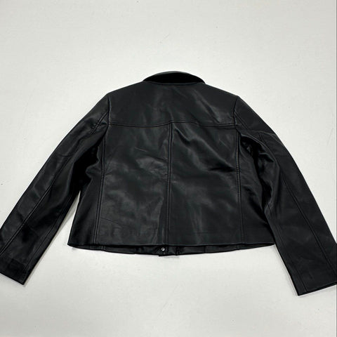 Chico's Women's Black Faux Leather Zip Front Jacket Sz 1 NWT