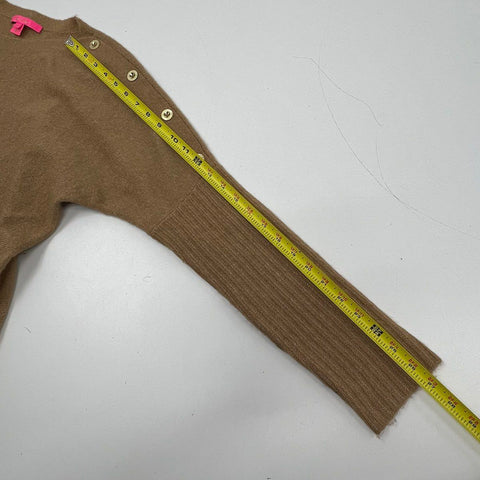 Lilly Pulitzer Women's Simora Sweater Tan Gold Button Shoulder Crewneck Size M