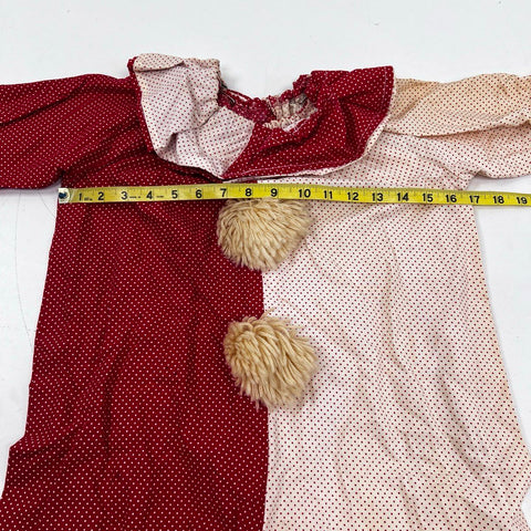 Vintage 1950s Childrens Clown Costume Polka Dot Jumpsuit Sz S/M