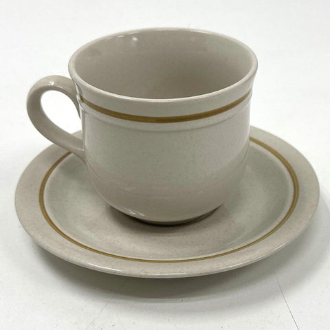 Kingsbury Stoneware Collection Japan Mug and Saucer Set 15 Piece Beige Brown