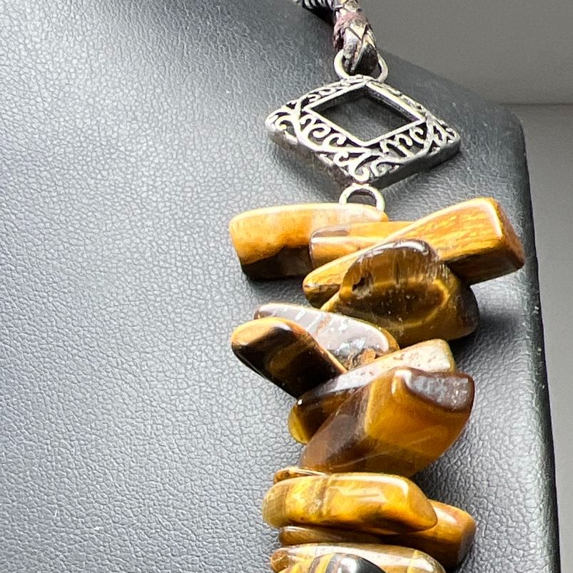 Tiger's Eye Beaded Cord Necklace