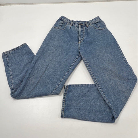 Vintage 90s Pepe Women's Blue High Waist Pleated Button Fly Tapered Jeans Sz 32