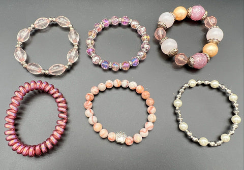 Beaded Rhinestone Faux Pearl Stretch Bracelet Jewelry Lot of 30 Mixed Styles