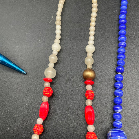 Vintage Mid-Century Costume Jewelry Lot 7 Necklaces Rhinestone Beaded