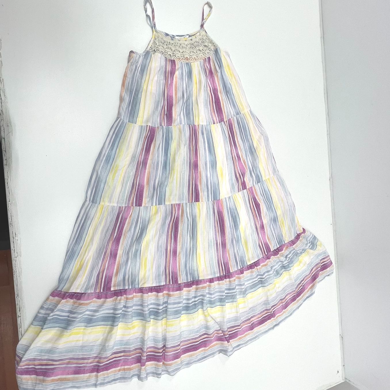 NWT Lauren Conrad Maxi Watercolor Multi Stripes Sundress Women's Small $74