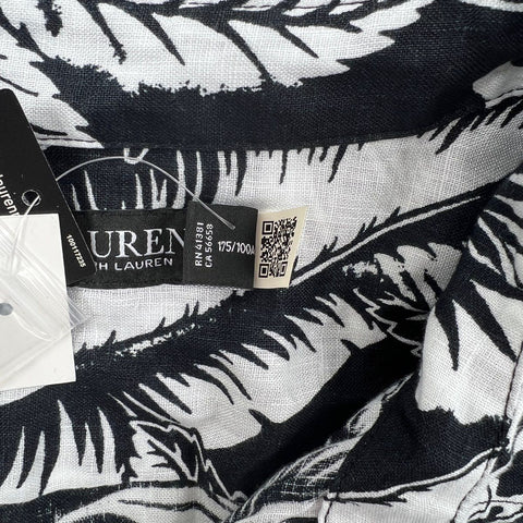 Lauren Ralph Lauren Women's Black White Tropical Floral Hibiscus Dress NWT Sz 10