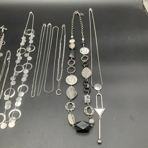 Chico's Nine West TINT Silver Tone Beaded Geometric Necklace Jewelry Lot of 12