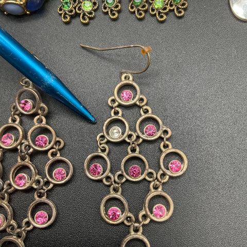 Vintage & Modern Costume Jewelry Earrings Lot 20 Pairs Hoops Dangle Rhinestone