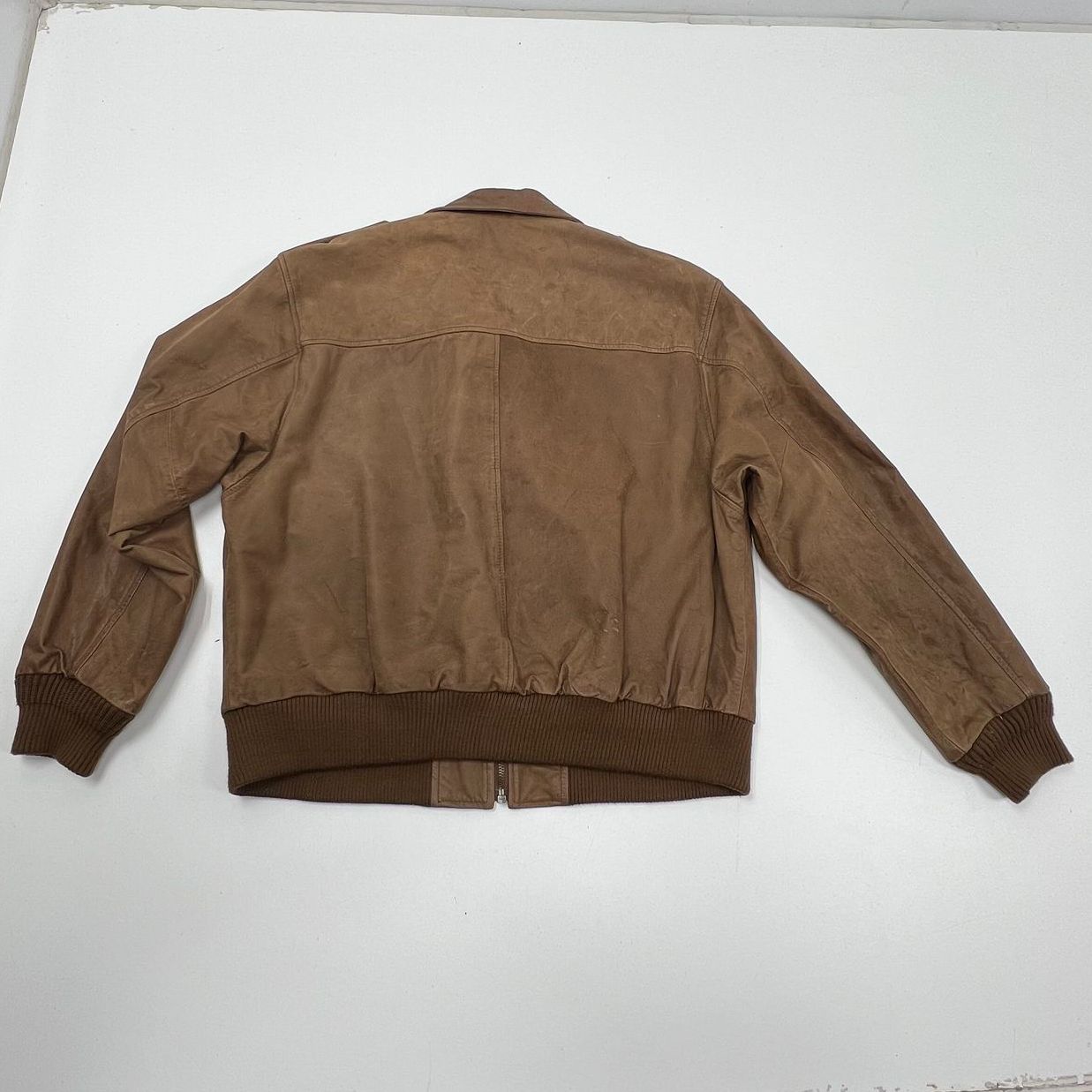 Burma Run Brown Vintage 80s Distressed Leather Bomber Flight Jacket Men's L