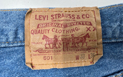 Vintage 90s Levi's Men's 501 Original Fit Blue Jeans Made in USA Sz 38x36