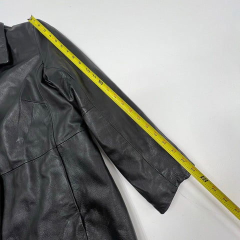 Vintage Y2K Kathy Ireland Black Genuine Leather Quilted Jacket Womens L