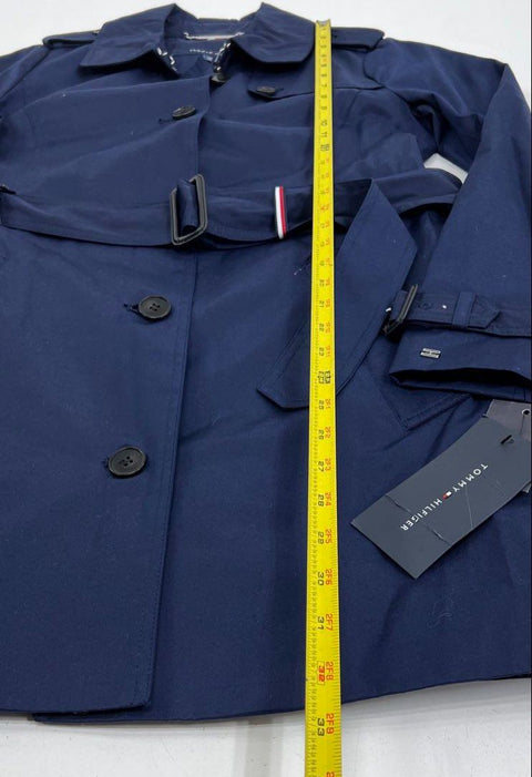 Tommy Hilfiger NWT Navy Blue Single Breasted Belted Trench Coat Jacket Women's