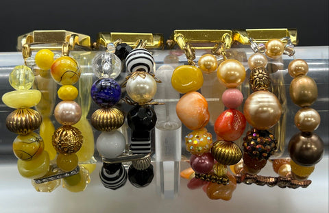 Narmi Beaded Bracelet Fashion Wristwatch Lot of 4 Gold Tone Japan Movement