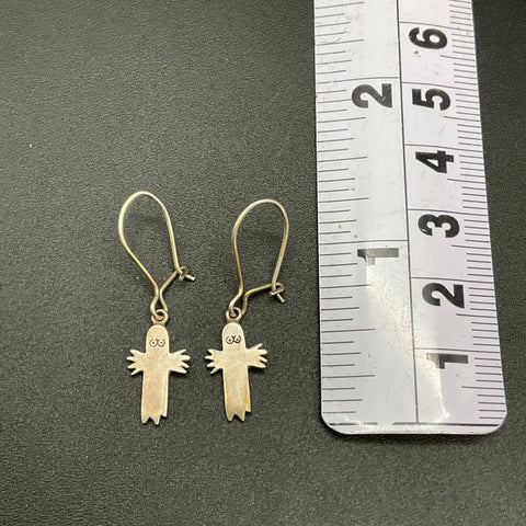 Sterling Silver 925 Moomin Hattifattener Figural Dangle Drop Earrings Signed