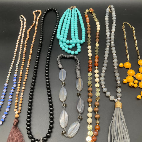 Loft & Fashion Jewelry Lot of 7 Bead Necklaces Tassel Turquoise Style Bib 1.2lb