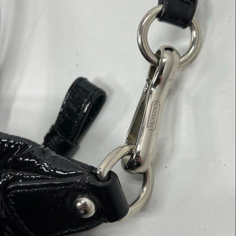 Coach Madison Sophia Satchel Black Quilted Patent Leather Silver Hardware