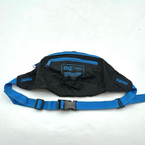 Vintage 1992 Olympics Bausch & Lomb ReNu Fanny Pack Black Blue Waist Bag