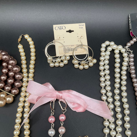 Faux Pearl Costume Jewelry Lot Paparazzi Cato Vintage to Modern Necklaces 14pc
