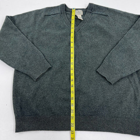 L.L. Bean Men's Gray V-Neck 100% Lambswool Knit Sweater Sz XL