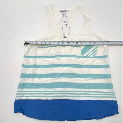 Southern Tide Women's Pool Blue Striped Racerback Tank Top Pocket Sz L NWT