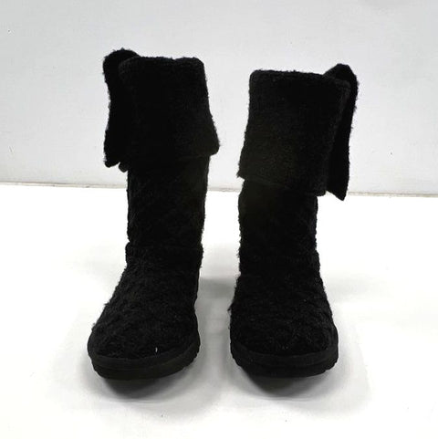 UGG Isla Black Cable Knit Button Tall Boots Women's Size 8