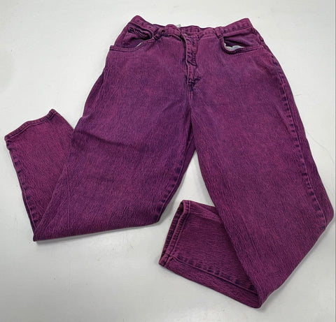 Vintage 90s Women's Purple Overdyed Acid Wash High Rise Tapered Jeans Sz 24W