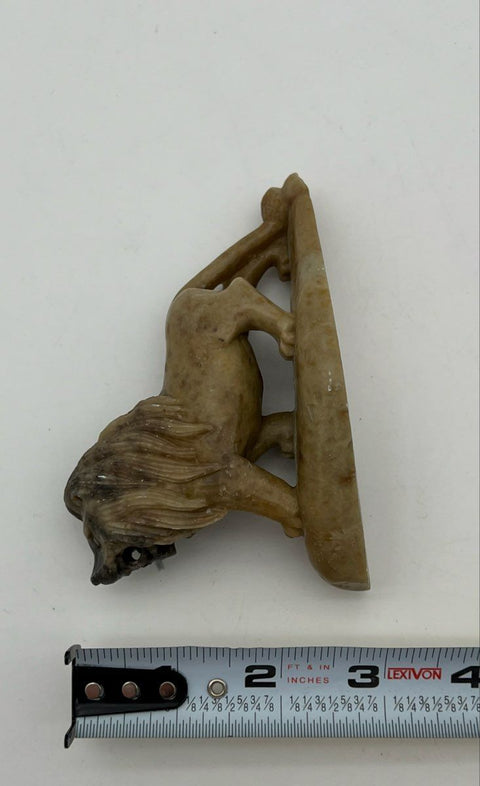 Vintage Stone Carved Lion Figurine Chinese Hand Crafted 4.5 Inch