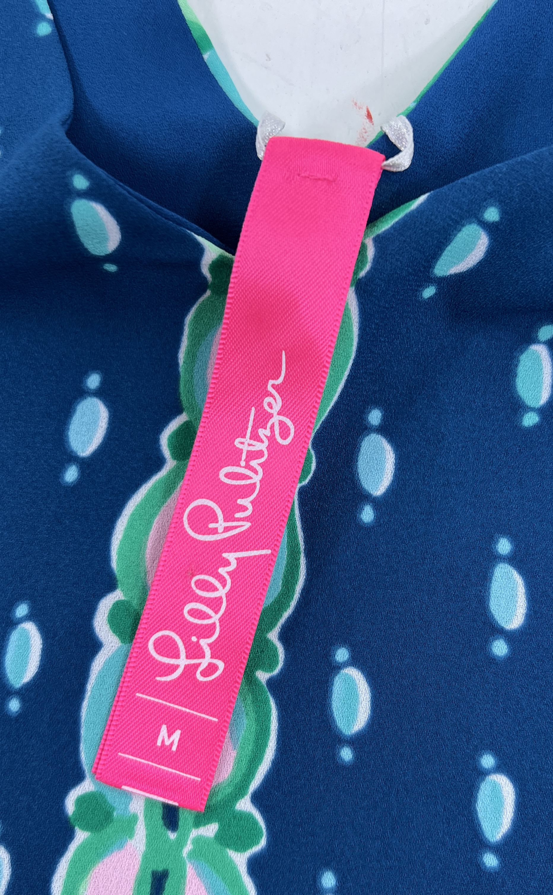 Women's Lily Pulitzer Green Floral & Solid Blue Reversible Tank Top Size Medium