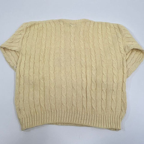 Vintage Women's Tony Lambert Light Yellow Cable Knit Pullover Sweater - Medium