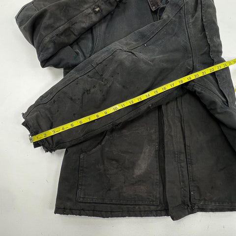 Carhartt C03 Black Arctic Traditional Coat Quilt Lined Distressed Jacket Sz 48
