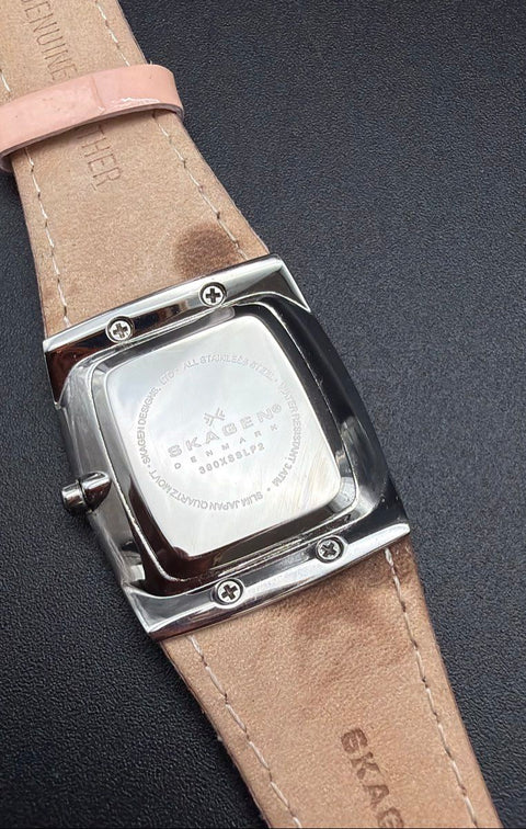 Skagen 380XSSLP2 Mother of Pearl Dial Pink Leather Quartz Women's Watch