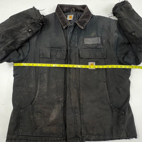 Carhartt C03 Black Arctic Traditional Coat Quilt Lined Distressed Jacket Sz 48