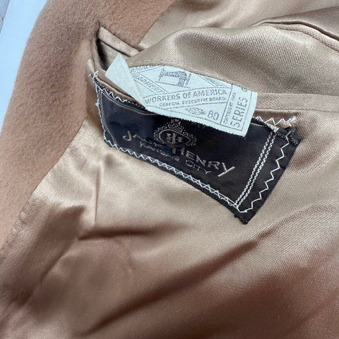 Vintage Kashmara Camel Tan Wool Cashmere Blend Overcoat Men's