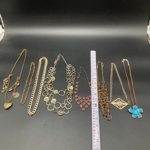 Fashion Necklace Jewelry Lot of 8 Gold Silver Tone Beaded Rhinestone Statement