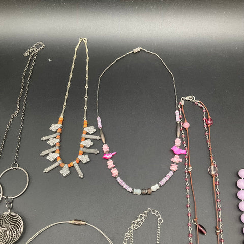 Vintage and Modern Costume Jewelry Lot of 10 Beaded and Silver Tone Necklaces
