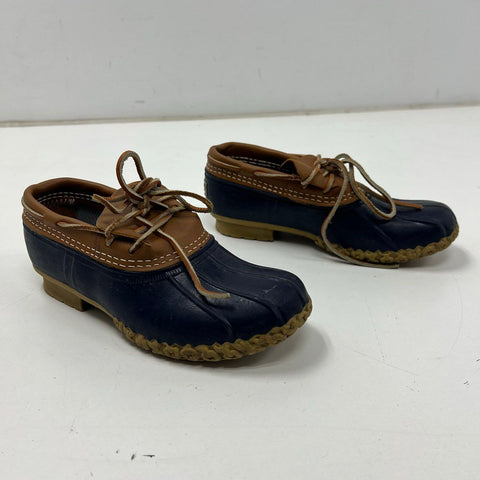L.L. Bean Boots Rubber Moc Brown Blue Duck Shoes Women's Size 7 M