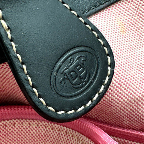 Dooney & Bourke Black Pebbled Leather Shoulder Tote Bag Pink Gingham Lining