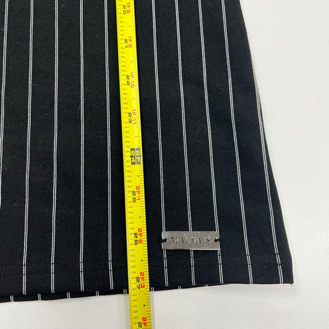 Mauvais Men's Black Pinstripe Quarter Zip Stretch Polo Shirt Size S