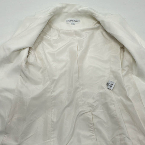 Calvin Klein Women's Cream Single Button Blazer Jacket Gold Hardware Sz 2 NWT