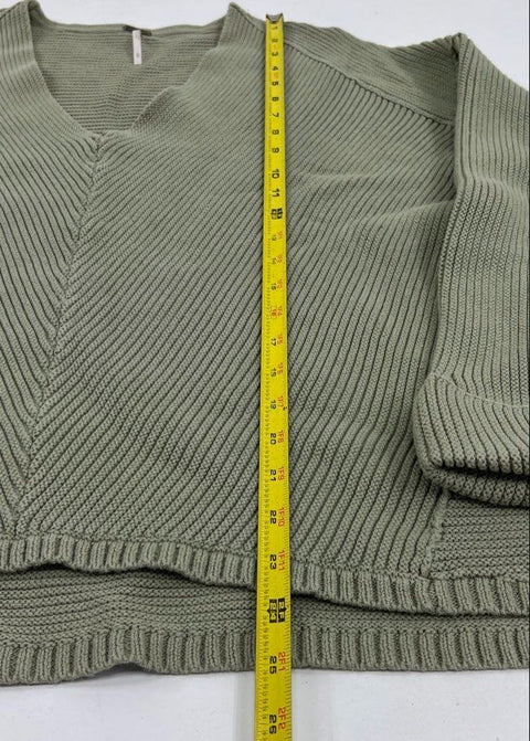 Free People Women's Sage Green Easy Street Tunic Ribbed Knit Sweater Size L