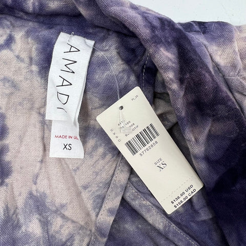 Amadi Purple Tie-Dye Linen Blend Double Breasted Blazer Jacket Women's XS NWT