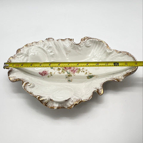 Alvaro Chile Porcelain Serving Dish Scalloped Gold Trim Floral Platter 14"