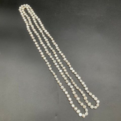 White Cultured Pearl Jewelry Lot 3 Pieces Necklace Bracelet 62" Rope Strand