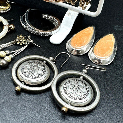 Mixed Fashion Costume Earrings Lot 35+ Pairs Hoop Dangle Stud Patriotic Boho