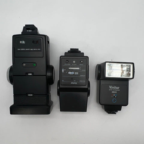 Vivitar Auto Thyristor Camera Flash Lot 285HV 550FD 2800 3 Pieces Vintage
