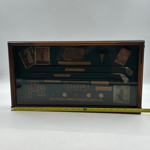Three Hands Corp History of Golf Shadowbox Display Miniature Replicas 20x10"