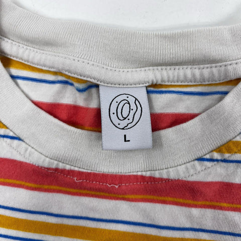 Odd Future OF Donut Logo Striped Long Sleeve T-Shirt Multi-Color Sz L