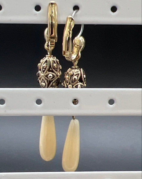 Vintage Earrings Jewelry Lot 4 Pairs Pierced Clip-On Faux Pearl Rhinestone Drop